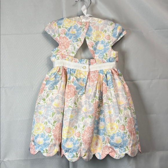Tahari Pastel floral cap sleeve scallop hem formal dress size 2T - Picture 7 of 15